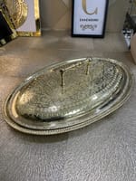 Plat de présentation oval en cuivre doré