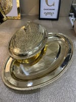 Plat de présentation oval en cuivre doré – Image 3