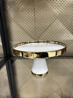 Présentoir sur pied blanc doré