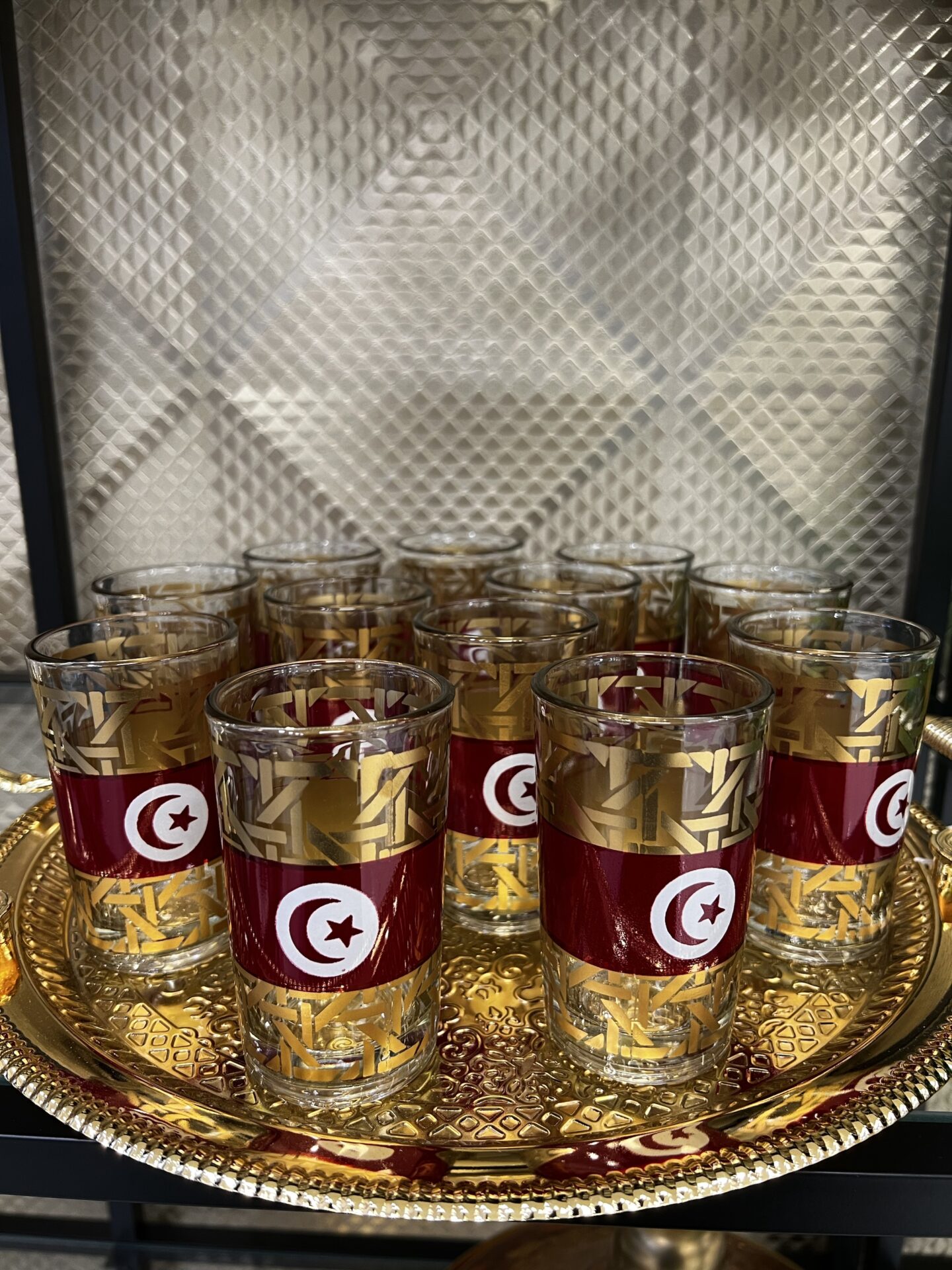 SET 12 VERRES A THE DRAPEAU TUNISIE