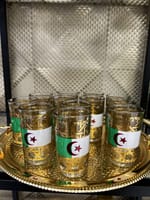 SET 12 VERRES A THE DRAPEAU ALGERIE