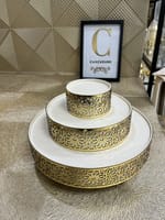 Présentoir de dattes 3 étages doré oriental