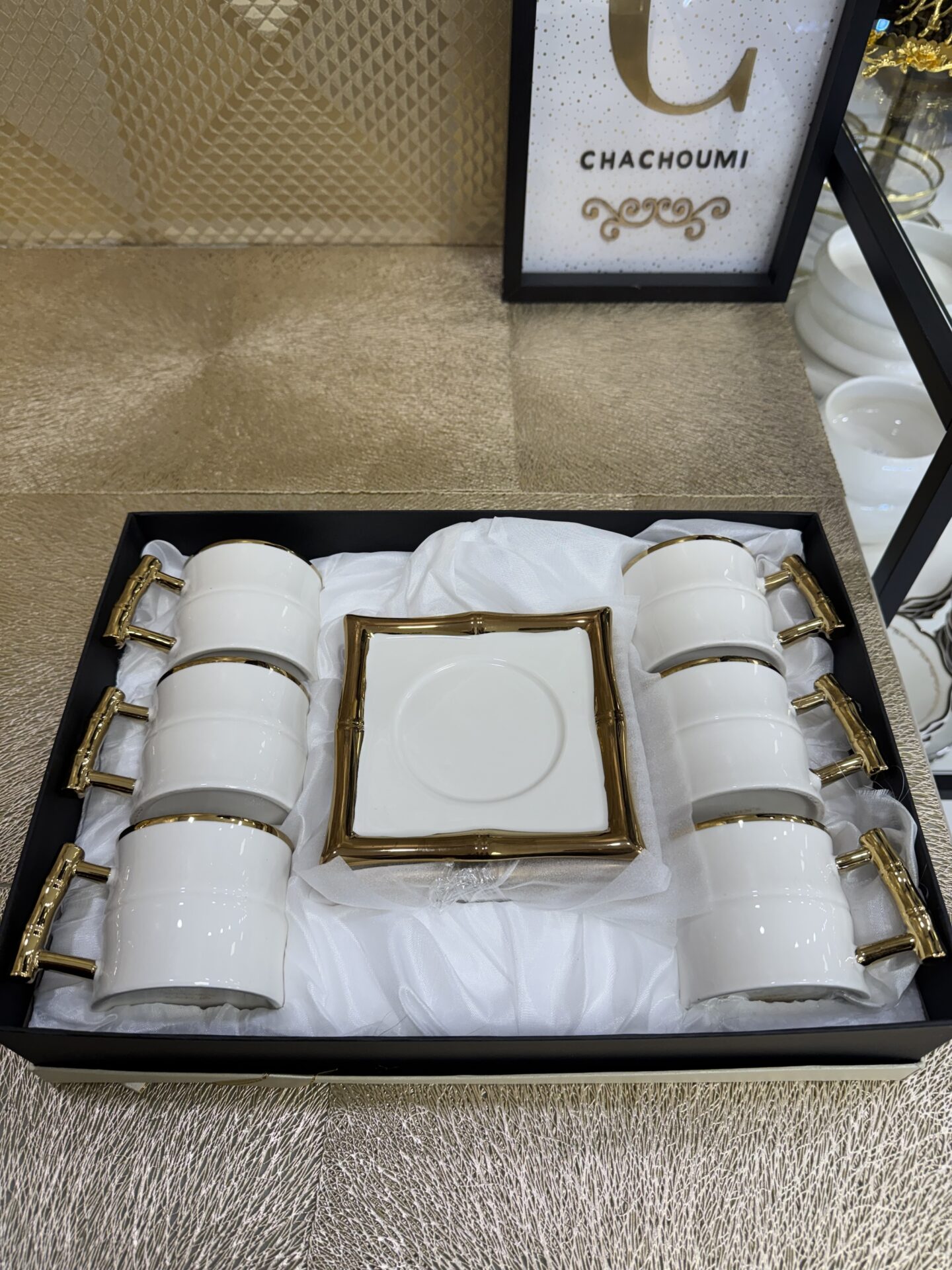 Coffret 6 Tasses 6 Sous-Tasses Dorée 1 – Image 2