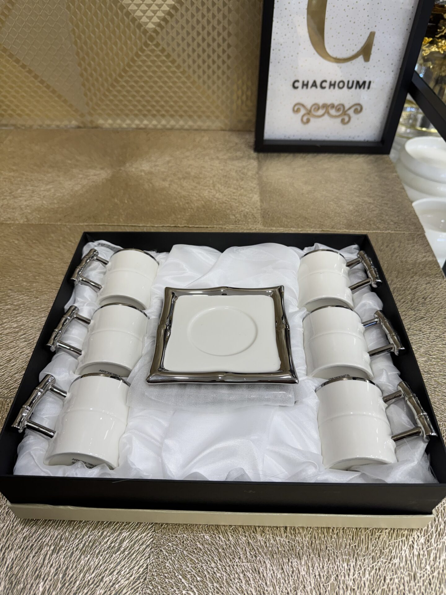 Coffret 6 Tasses 6 Sous-Tasses Argentée 2 – Image 2