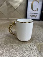 Set 6 mugs porcelaine blanc doré simple – Image 2