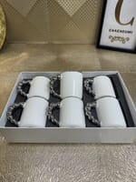 Set 6 mugs porcelaine blanc argenté simple