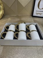 Set 6 mugs porcelaine blanc doré