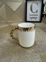 Set 6 mugs porcelaine blanc doré – Image 2