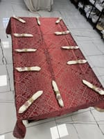 Nappe Tarz el fessi rouge 2m50 + 12 serviettes de table – Image 4