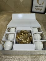 Set 6 tasses et 6 sous tasses vagues doré porcelaine pm – Image 2