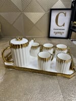 Service café ou thé porcelaine blanc doré