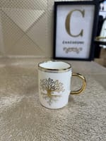Service café ou thé porcelaine blanc doré "arbre" – Image 2