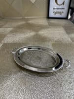 Petit plat oval argenté cuivre