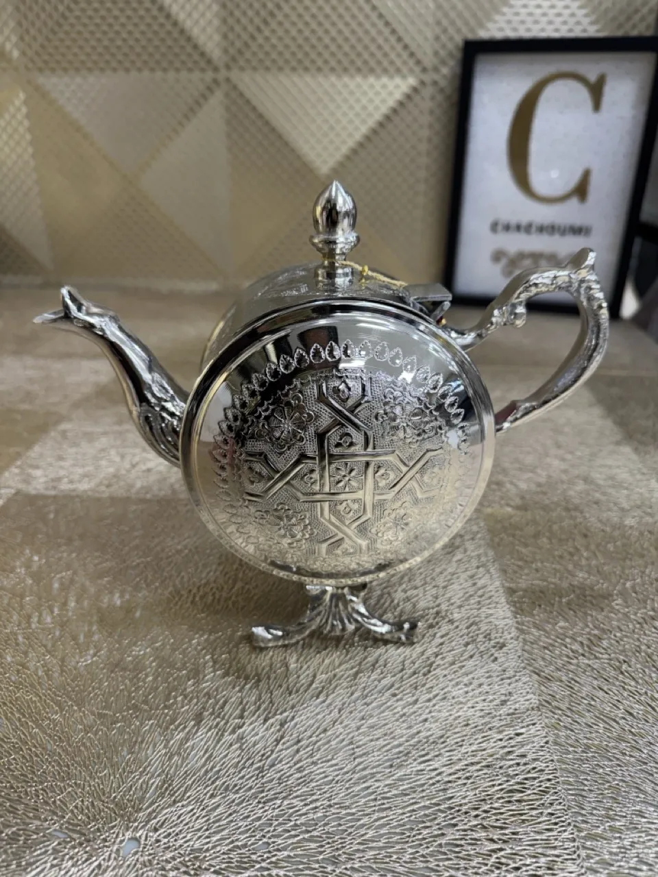 Théière marocaine magana argenté cuivre moyen