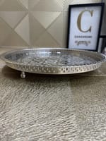 Plateau marocain argenté cuivre moyen 37,5cm – Image 3