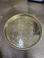 Plateau marocain doré cuivre grand 42 cm – Image 2