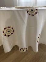 Nappe ronde 2m30 blanc cassé zelij rouge vert  + 12 serviettes de table – Image 5