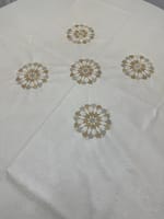 Nappe ronde 1m80 blanc cassé Zelij cartier simili cuir – Image 2