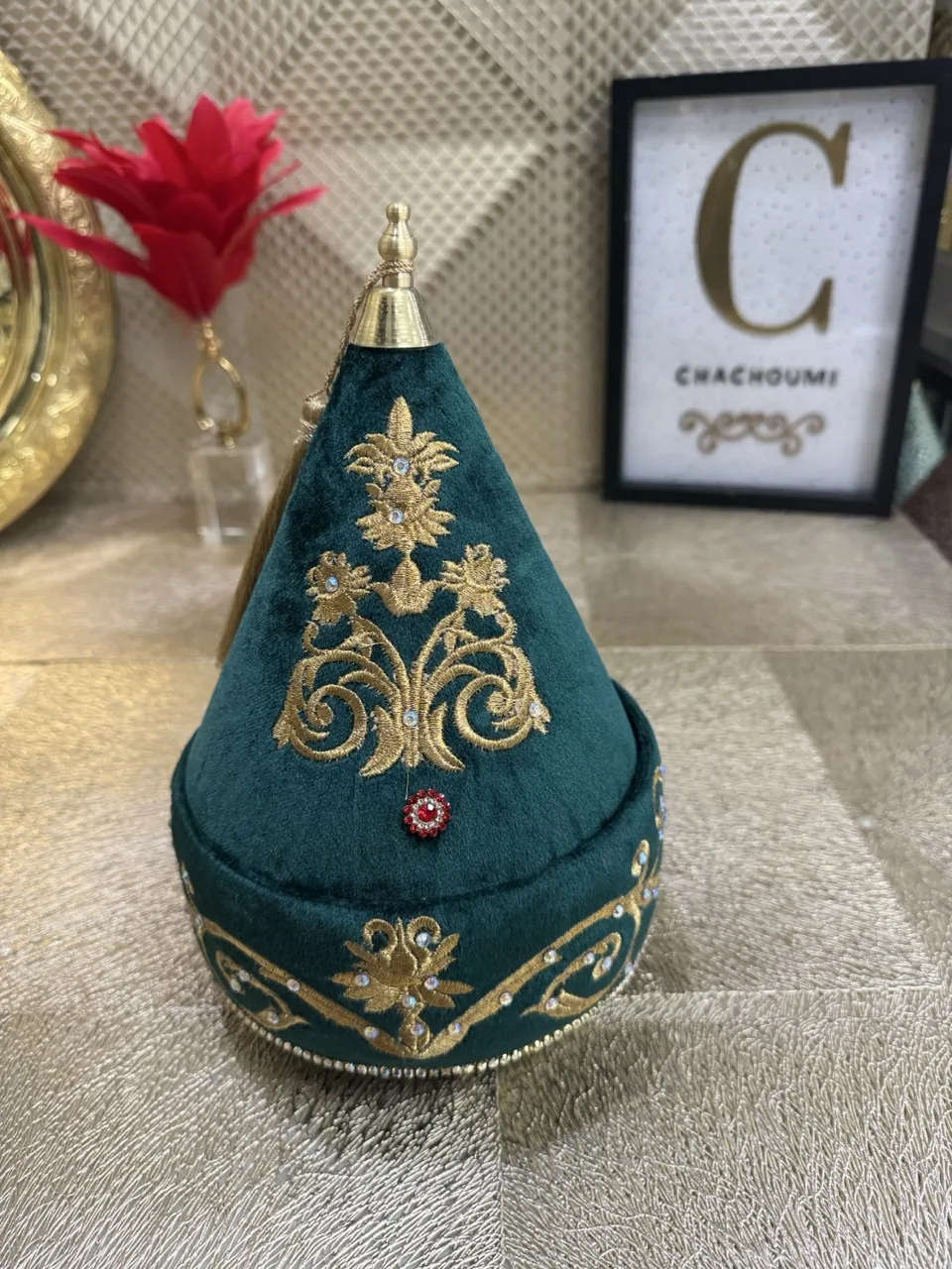 Tayfour velours vert 17 cm