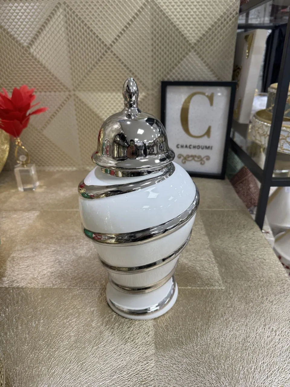 Vase argenté spirale argenté 38 cm