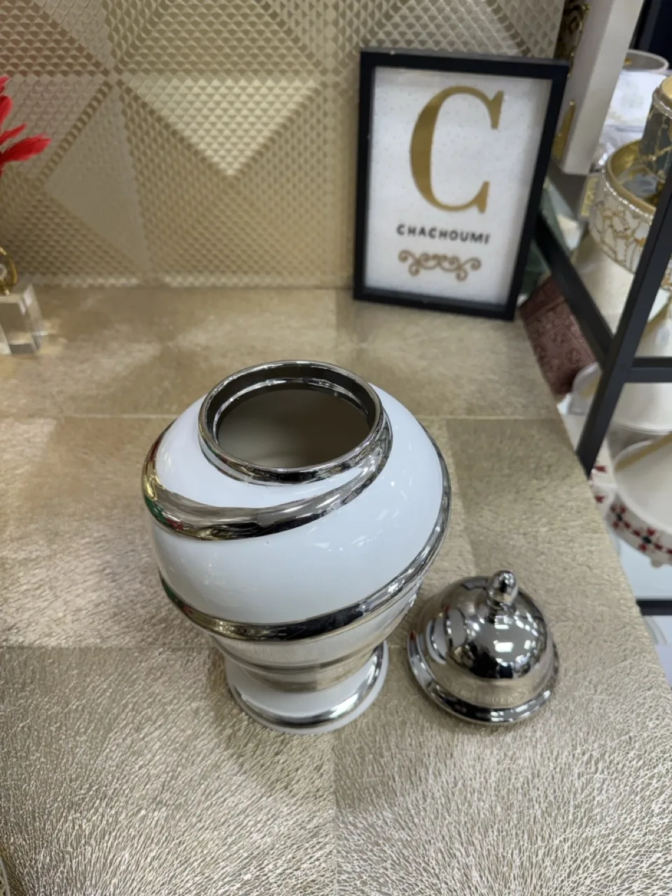 Vase argenté spirale argenté 38 cm – Image 3