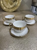 Set 6 tasses et 6 sous tasses flammes doré