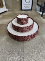 Présentoir de Dattes 3 Niveaux en Tissu Tarz El Fassi rouge