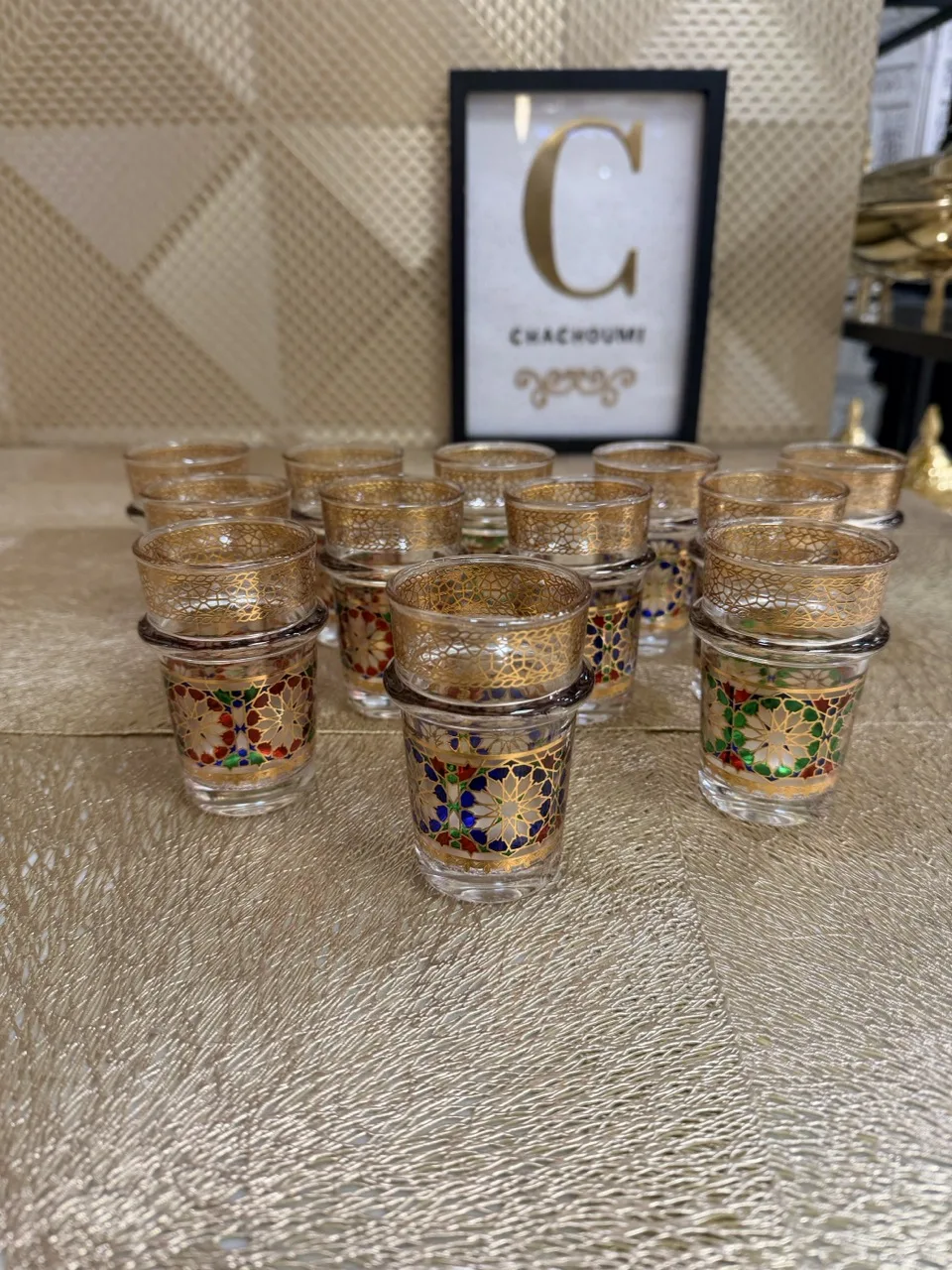 Ensemble 12 verres à thé Zellige doré
