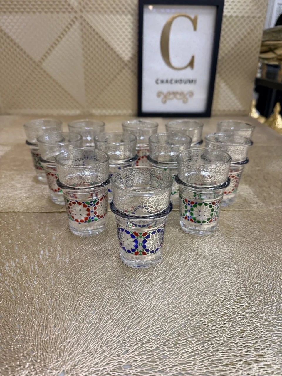 Ensemble 12 verres à thé Zellige argenté