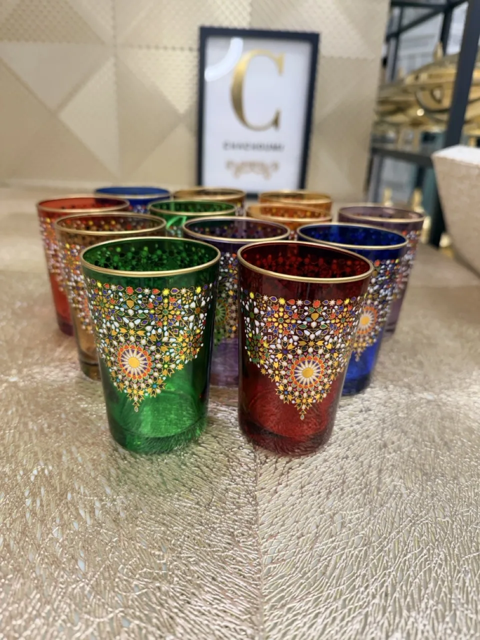 Set 12 verres à thé zelij mosaïque coloré
