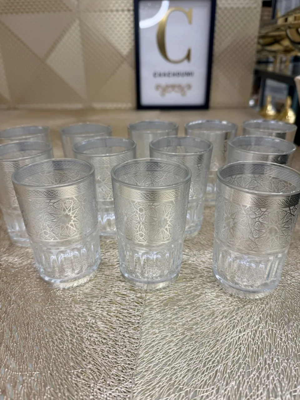 Set 12 verres à thé zelij argenté