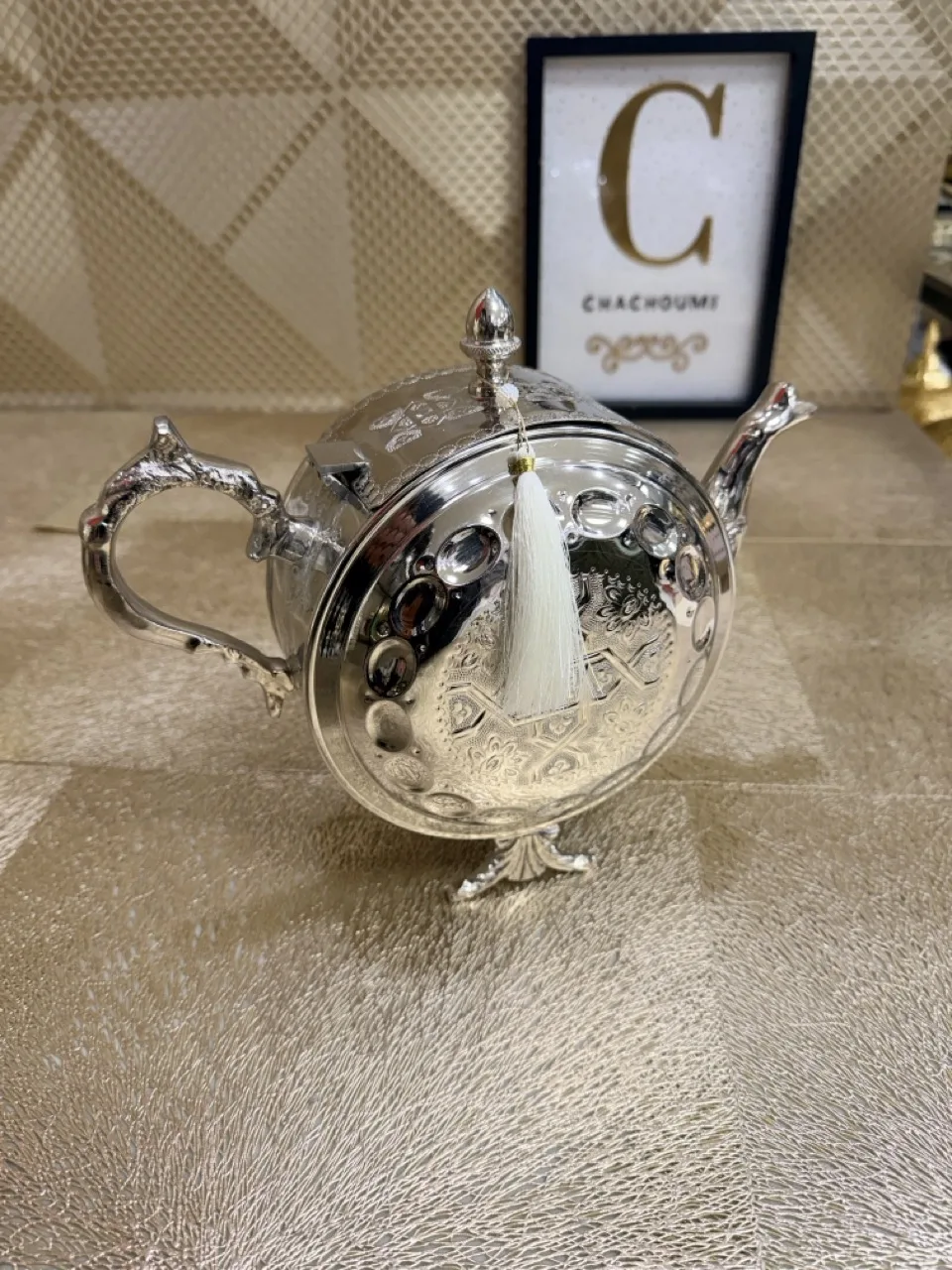 Grande théière marocaine Magana argentée