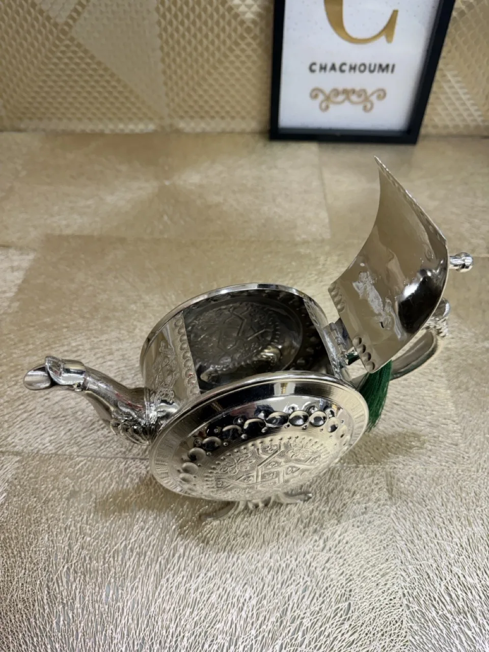 Théière marocaine Magana argentée moyenne – Image 3