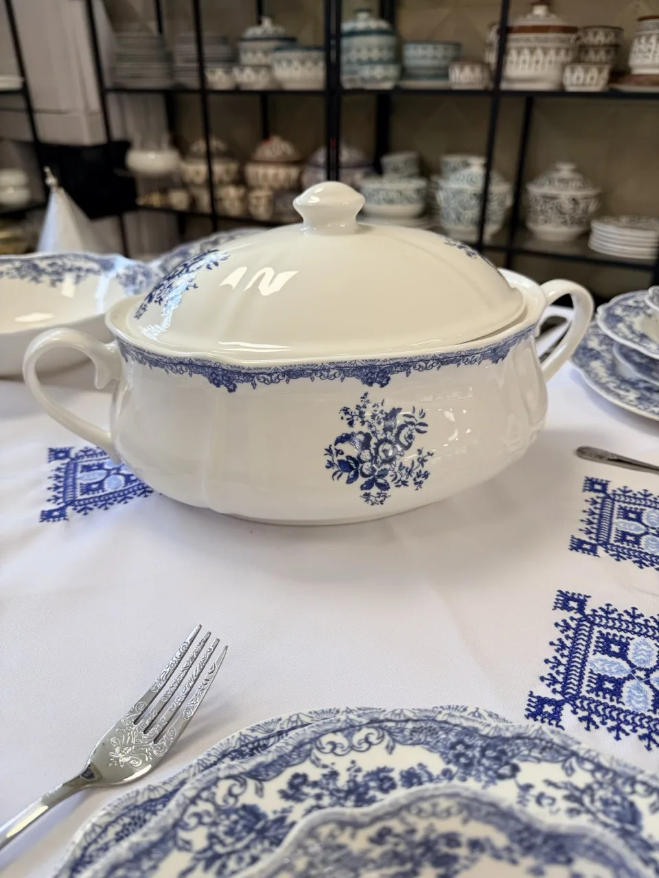 Soupière bleu