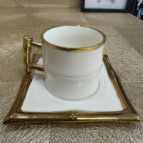 Coffret 6 Tasses 6 Sous-Tasses Dorée