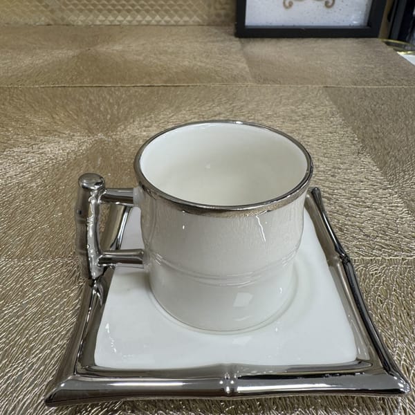 Coffret 6 tasses 6 sous tasses argentée