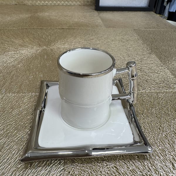 Coffret 6 Tasses 6 Sous-Tasses Argentée