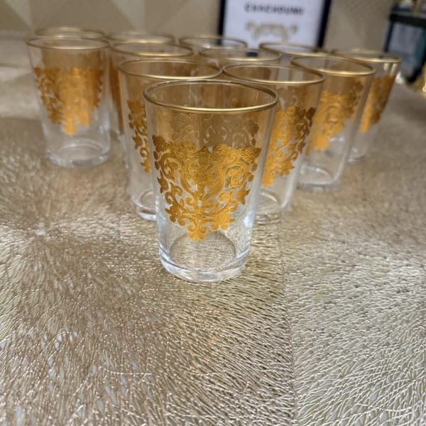 Set 12 verres à thé amira transparent doré