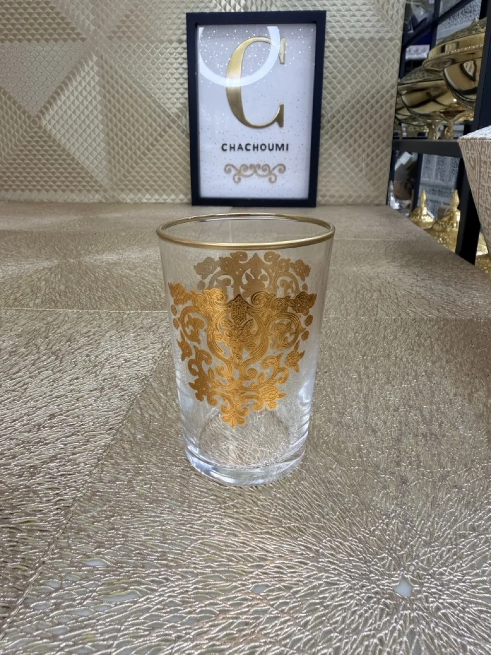 Set 12 verres à thé amira transparent doré