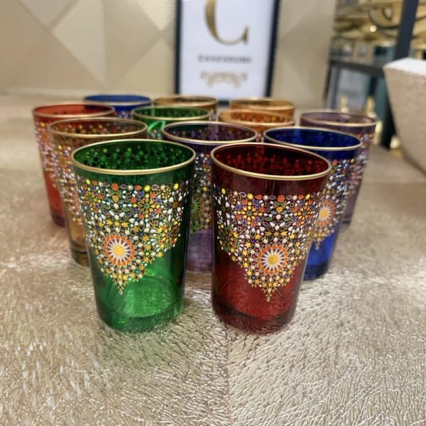 Set 12 verres à thé zelij mosaïque coloré