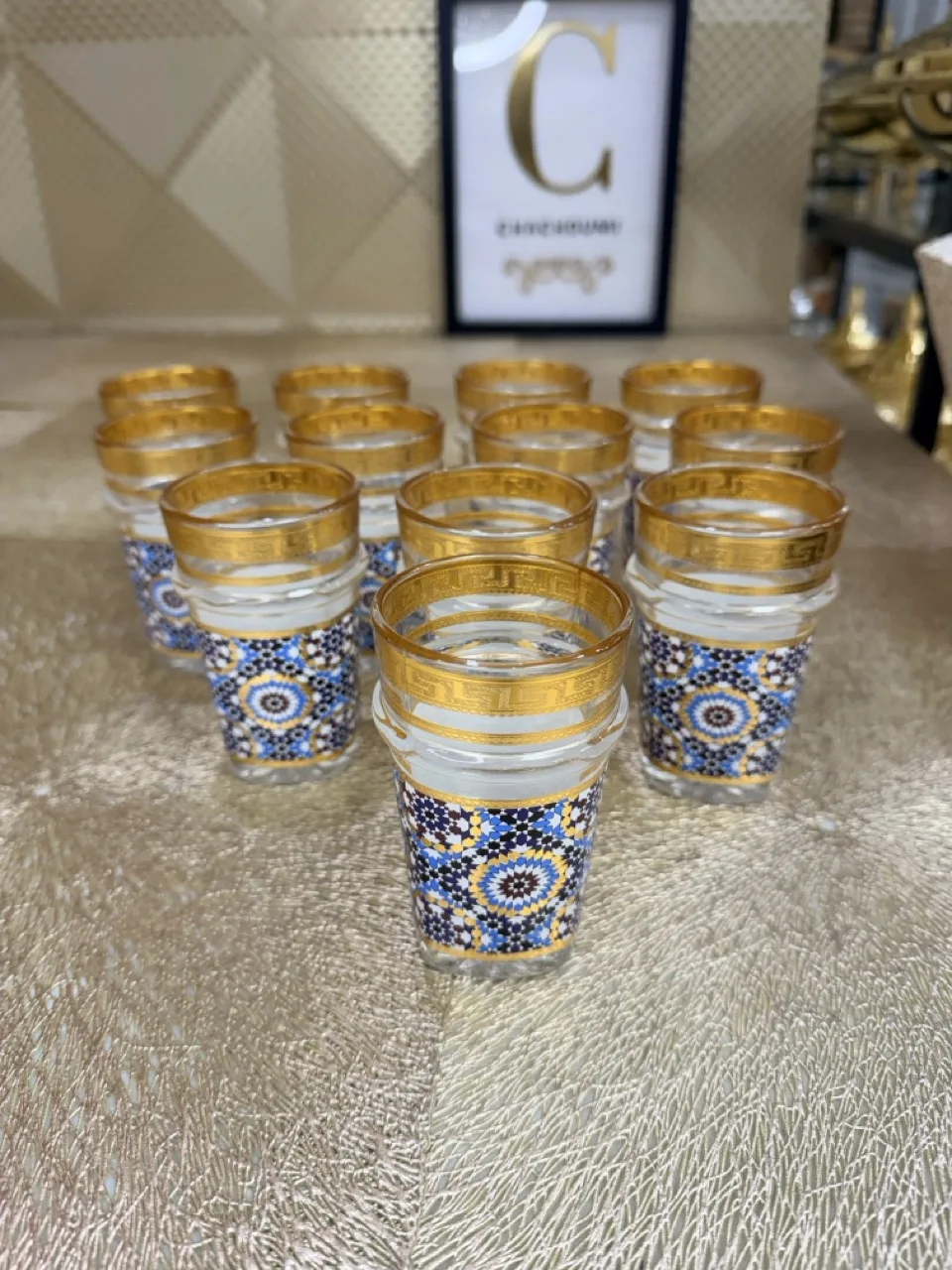 Set 12 verres à thé zelij bleu