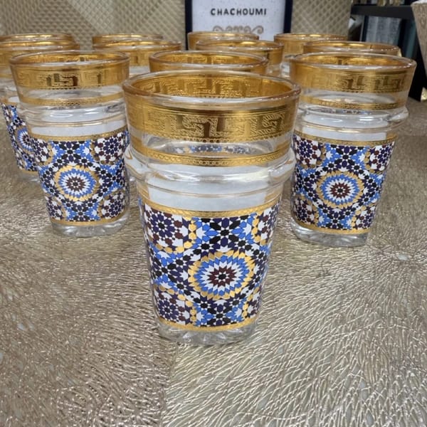 Set 12 verres à thé zelij bleu