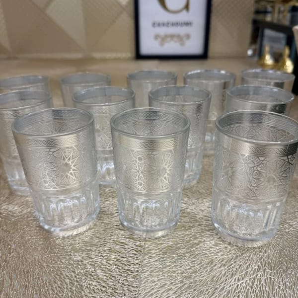 Set 12 verres à thé zelij argenté