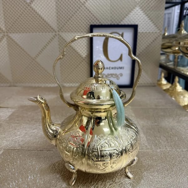 Théière marocaine Boqraj dorée
