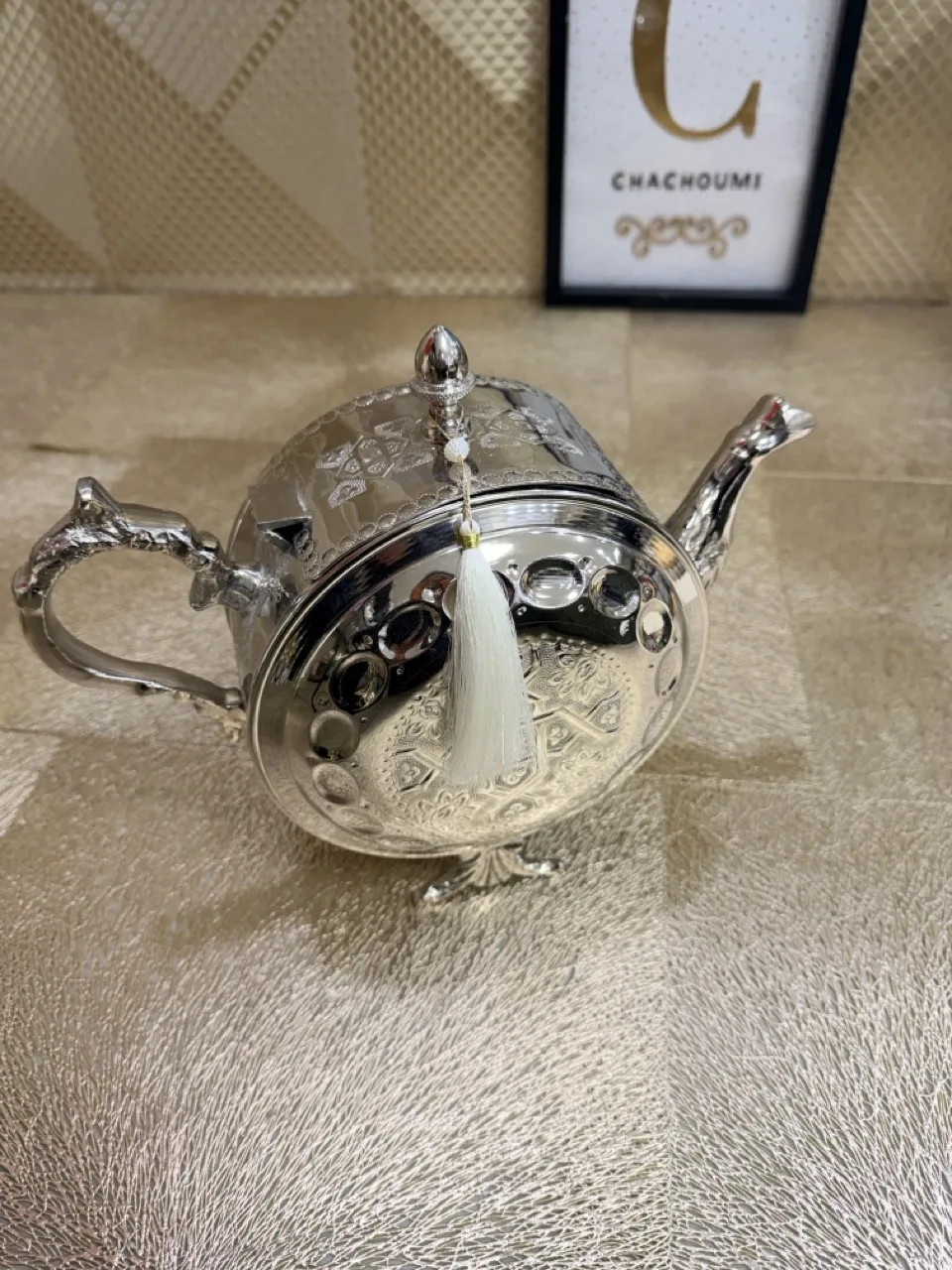 Grande théière marocaine Magana argentée