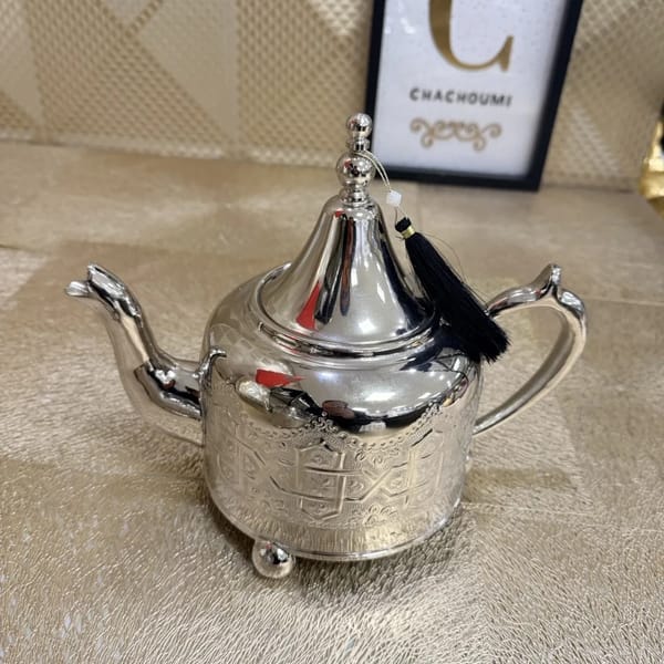 Grande Théière marocaine Flora argentée