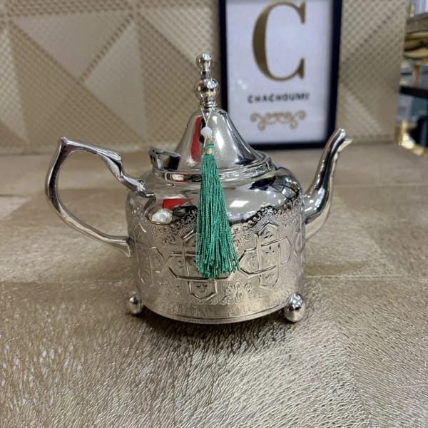 Théière marocaine flora argentée moyenne