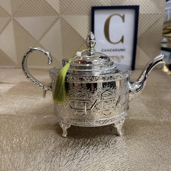 Grande Théière marocaine ovale argentée