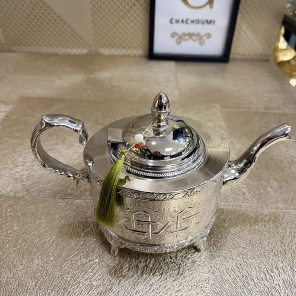 Grande Théière marocaine ovale argentée