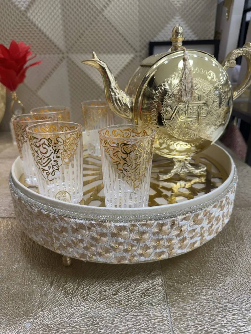 Set 6 verres à thé calligraphie doré - Chachoumi Paris - Vaisselle orientale
